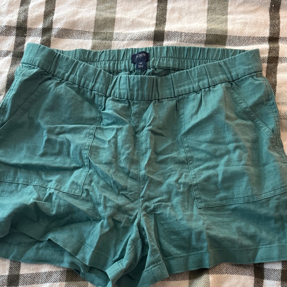 J. Crew Teal Elastic-Waist Cotton Shorts